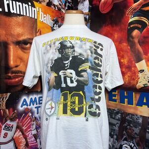 Vintage 90s Pittsburgh Steelers Kordell Stewart NFL Player T-Shirt Sz Large
